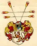 Geändertes Wappen derer von Prinz (1588) im Österreichischen Staatsarchiv