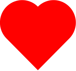 Grafische Darstellung einer Herzform in der Farbe rot. Mittlere Linienstärke, Fläche nicht farblich ausgefüllt, Hintergrund transparent