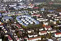 Luftbild von Südosten: Nordstadt mit der Wohnanlage Stadion, dahinter der Schulkomplex und rechts oben im Bildrand das Grüttpark-Stadion