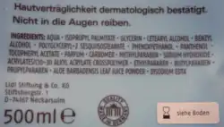 INCI-konforme Angabe der Inhaltsstoffe einer After-Sun-Lotion (2)