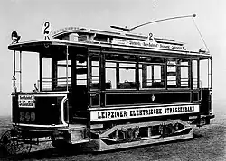 Aktiengesellschaft für Eisenbahn- und Militärbedarf Weimar – Leipziger Elektrische Straßenbahn (Wagen, wie historisches Fahrzeug 257 im Straßenbahnmuseum Leipzig)