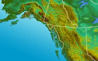 Kenai Mountains (rot umrandet)