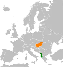 Lage von Albanien und Ungarn