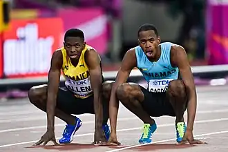 Vizeweltmeister Steven Gardiner (rechts) und der fünftplatzierte Nathon Allen nach dem Finalrennen