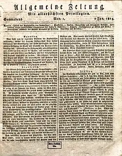 Zeitung: Allgemeine Zeitung von 1814