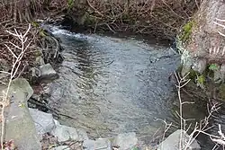 Der Almersbach im Ortskern von Almersbach, nähe Sportplatz