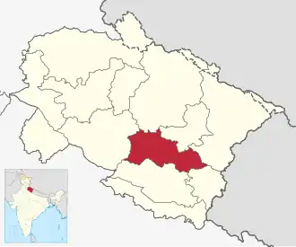 Positionskarte des Distrikts Almora