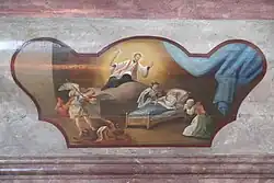 Antependium des rechten Seitenaltars, Franz Xaver bei einem Sterbenden