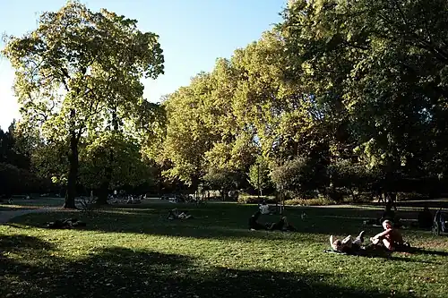 Grünfläche in der Mitte des Alten Botanischen Gartens
