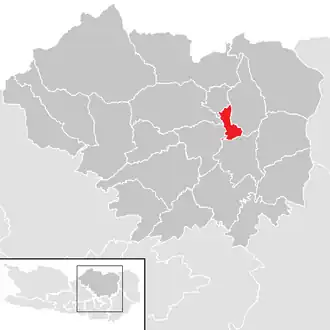 Lage der Gemeinde Althofen im Bezirk Sankt Veit an der Glan (anklickbare Karte)