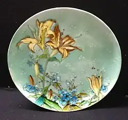 Steingutplatte, ca. 1900, Durchmesser 29,5 cm