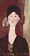 Modigliani: Porträt der Beatrice Hastings vor einer Tür, Öl auf Leinwand (1915)
