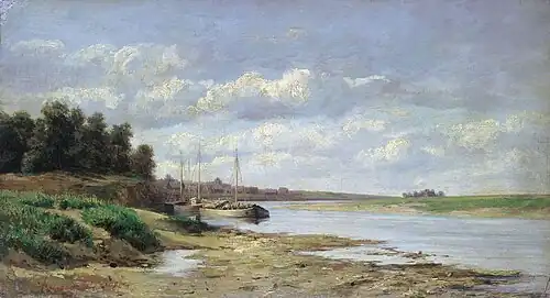 Barken am Fluss (russisch Барки на реке, 1868) Kunstmuseum Taganrog, Taganrog