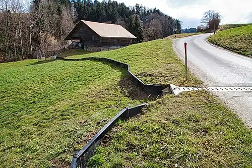 Amphibiensperre mit Durchgang zur Unterquerung der Strasse