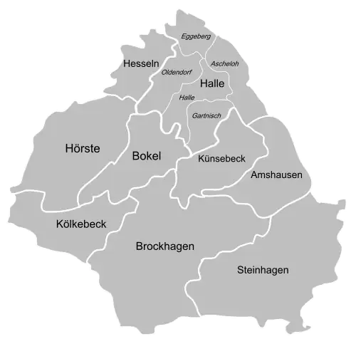 Administrative Gebietsgliederung des Amtes Halle