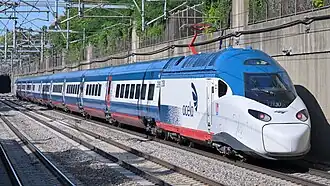 Avelia-Liberty-Zug auf einer Betriebsfahrt (Boston, August 2025)