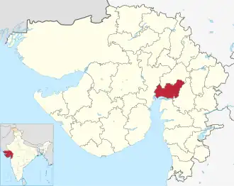 Positionskarte des Distrikts Anand