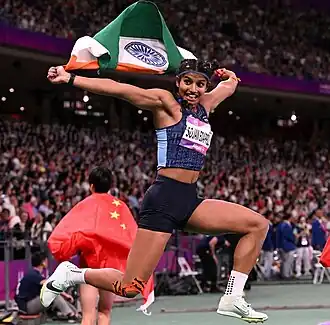 Ancy Sojan Edappilly bei den Asienspielen 2023 in Hangzhou