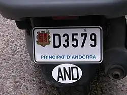 AND-Oval für Andorra unter dem Kfz-Kennzeichen