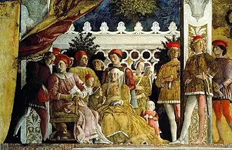 Ludovico III. mit Familie und Hofstaat (Fresko des Andrea Mantegna)