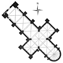 Kathedrale von Angers, Spät­romanik und Ange­vi­nische Gotik, Gewölbejoche und kreuzförmiger Grundriss