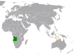 Lage von Angola und Osttimor