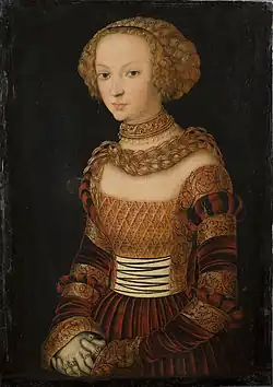 Prinzessin Anna von Dänemark und Norwegen, Kurfürstin von Sachsen (Gemälde von Lucas Cranach d. J. um 1550)