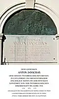 Gedenktafel für Anton Janscha. Ausgestellt im Wiener Augarten