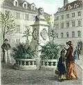 Senefelder Denkmal München, Stich nach Zeichnung von Karl Appold