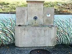 Arbogast Brunnen in Muttenz, Basel-Land, Schweiz. Standort: 47°31'23.6"N 7°39'07.5"E- 47.523224, 7.652086