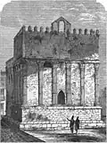 Der römische Tempel vor dem Rückbau auf die antike Bausubstanz 1873.