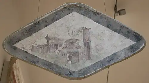 Traumlandschaft in einer Deckenkassette, Maison au Grand Triclinium. Um 200 n. Chr.