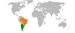 Lage von Argentinien und Brasilien