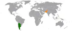 Lage von Argentinien und Pakistan