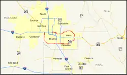 Karte der Arizona State Route 202