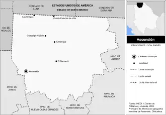 Lage der wichtigsten Orte im Municipio