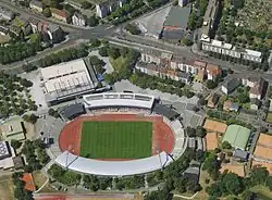 Luftbild von Auestadion und Nordhessen Arena aus östlicher Richtung
