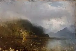 Waldsee mit Nebel, ohne Jahr, Öl auf Papier auf Leinwand, 32 × 47,5 cm, Nationalmuseum Oslo, Norwegen