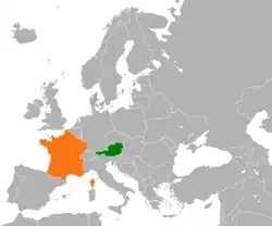 Lage von Frankreich und Österreich