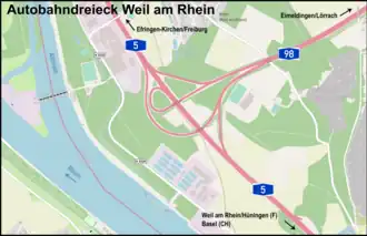 Übersichtskarte Autobahndreieck Weil am Rhein