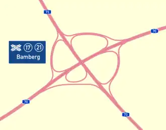 Übersichtskarte Autobahnkreuz Bamberg