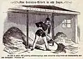Preußen misten den Augias-Bund aus, d. h. Schlacht bei Königgrätz, der Beginn Mainfeldzuges und Einnahme Frankfurts, das Blatt bezieht sich auf Caroline von Hessen-Homburg Kladderadatsch 15. Juli 1866