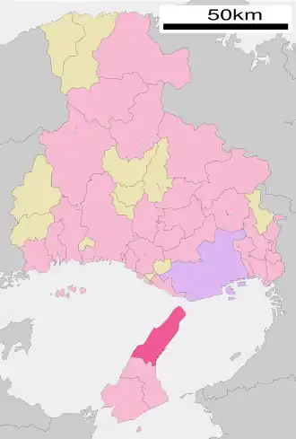 Lage Awajis in der Präfektur