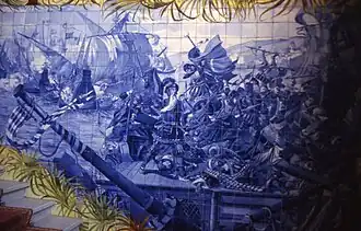 Azulejo im Palast von Buçaco in Portugal (siehe auch Schlacht von Buçaco)