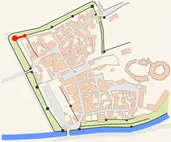 Stadtplan der Altstadt, Standort Bollwerk und Hexenturm