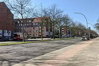 Nachkriegs-Wohnbebauung auf der Südseite, Blickrichtung stadteinwärts