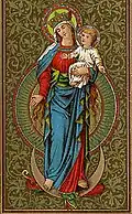 Madonna, Chromolithographie mit Golddruck 1895, Format 5,5 × 9 cm