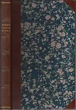 Horaz: Opera (1921), Halbledereinband und Titelblatt