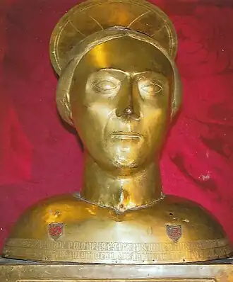 Büste mit den Reliquien des heiligen Viktor, einer der drei vergoldeten Kupferbüsten, die Ottone Mandelli 1399 angefertigt hat.