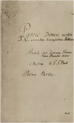 Matthäus-Passion von Johann Sebastian Bach – Titelblatt der Reinschrift Bachs (spätere Fassung von 1736)